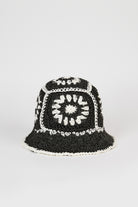 Black and ivory crochet straw bucket hat_1
