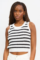 Black and ivory horizontal stripe knit tank_1