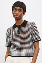 Black and ivory mix knit polo_1