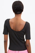 Black and ivory polka dot scoop back tee_2