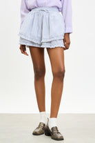 Black and ivory striped frilly bloomer shorts_1