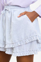 Black and ivory striped frilly bloomer shorts_3