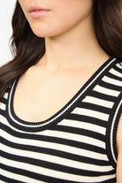 Black and ivory striped scoop neck knit tank_3