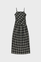 Black and white checked strappy tie back dress_1