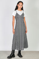 Black and white floral print maxi dress_1