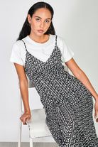 Black and white floral print maxi dress_5