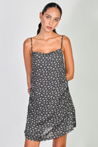 Black and white floral print spaghetti strap mini dress_2