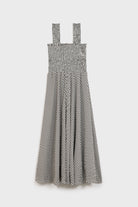 Black and white gingham ruched bodice dress_8