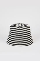 Black and white horizontal stripe straw bucket hat_1