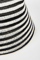Black and white horizontal stripe straw bucket hat_4