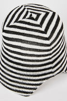 Black and white horizontal stripe straw bucket hat_3