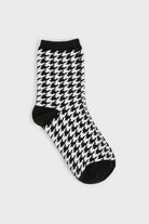 Black and white houndstooth check socks_3