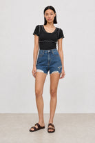 Black and white lettuce trim double layer tank tee_4