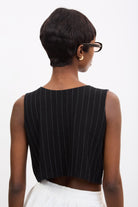 Black and white pinstripe button front tank_2