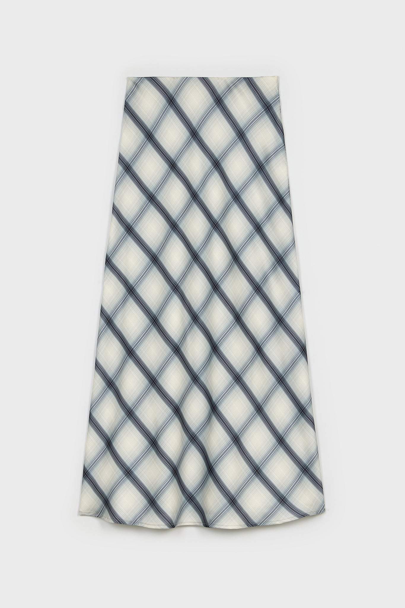 Black and white plaid satin touch skirt_1
