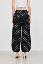 Black and white polka dot linen blend slouchy trousers_2