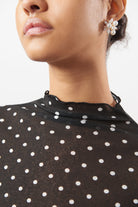 Black and white large polka dot mock neck top_3