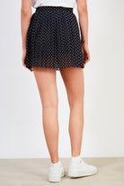 Black and white polka dot pleated mini skirt_2
