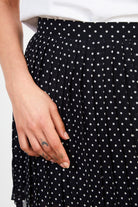 Black and white polka dot pleated mini skirt_3