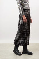 Black and white polka dot satin touch skirt_1