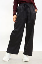 Black and white polka dot wide leg trousers_1