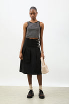 Black and white striped contrast trim tank_5