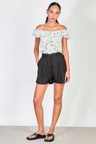 Black belted pleated shorts_4