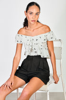 Black belted pleated shorts_5