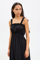 Black bow tie strap midi dress_3