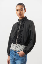 Black box check ruffle trim jacket_1