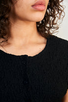 Black button front short sleeved top_3