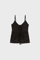 Black button front tiered spaghetti strap tank top_1