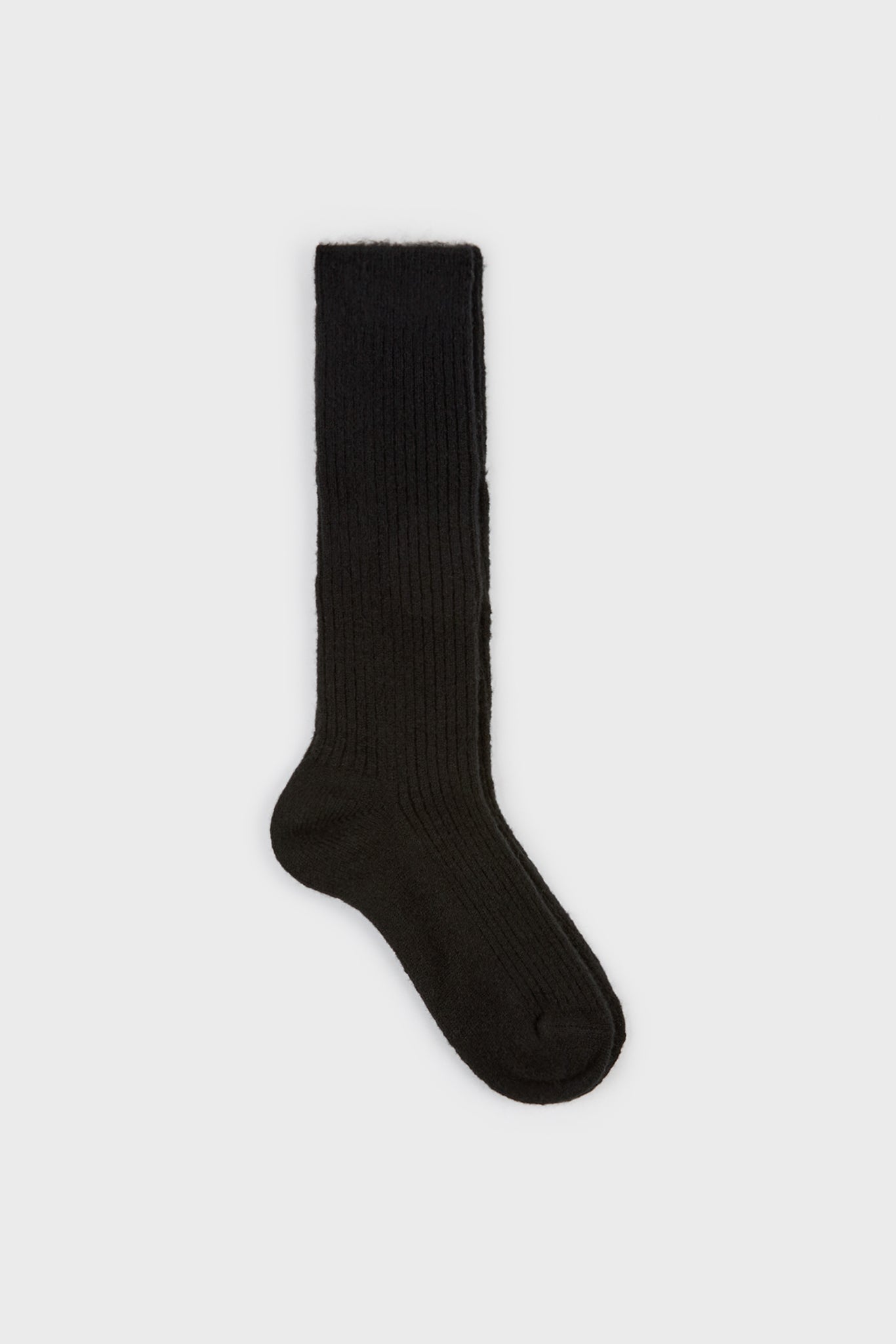 Black cashmere alpaca blend knee high socks_1