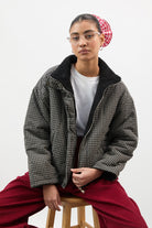 Black checked reversible teddy fleece jacket_6