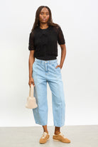 Black crochet knit double tie front top_4