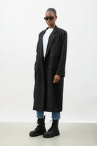 Black double breasted tailored coat jacket_3