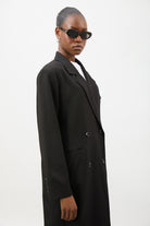 Black double breasted tailored coat jacket_5