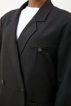 Black double breasted tailored coat jacket_6