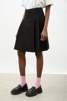 Black double pleat adjustable waist skirt_1