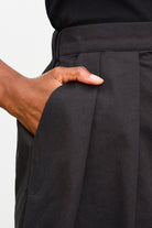 Black double pleat tailored shorts_2