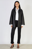 Black double pocket vegan leather jacket_6