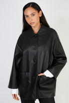 Black double pocket vegan leather jacket_1