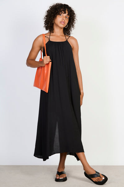 Black double spaghetti strap maxi dress