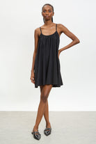 Black double tie back mini dress_1