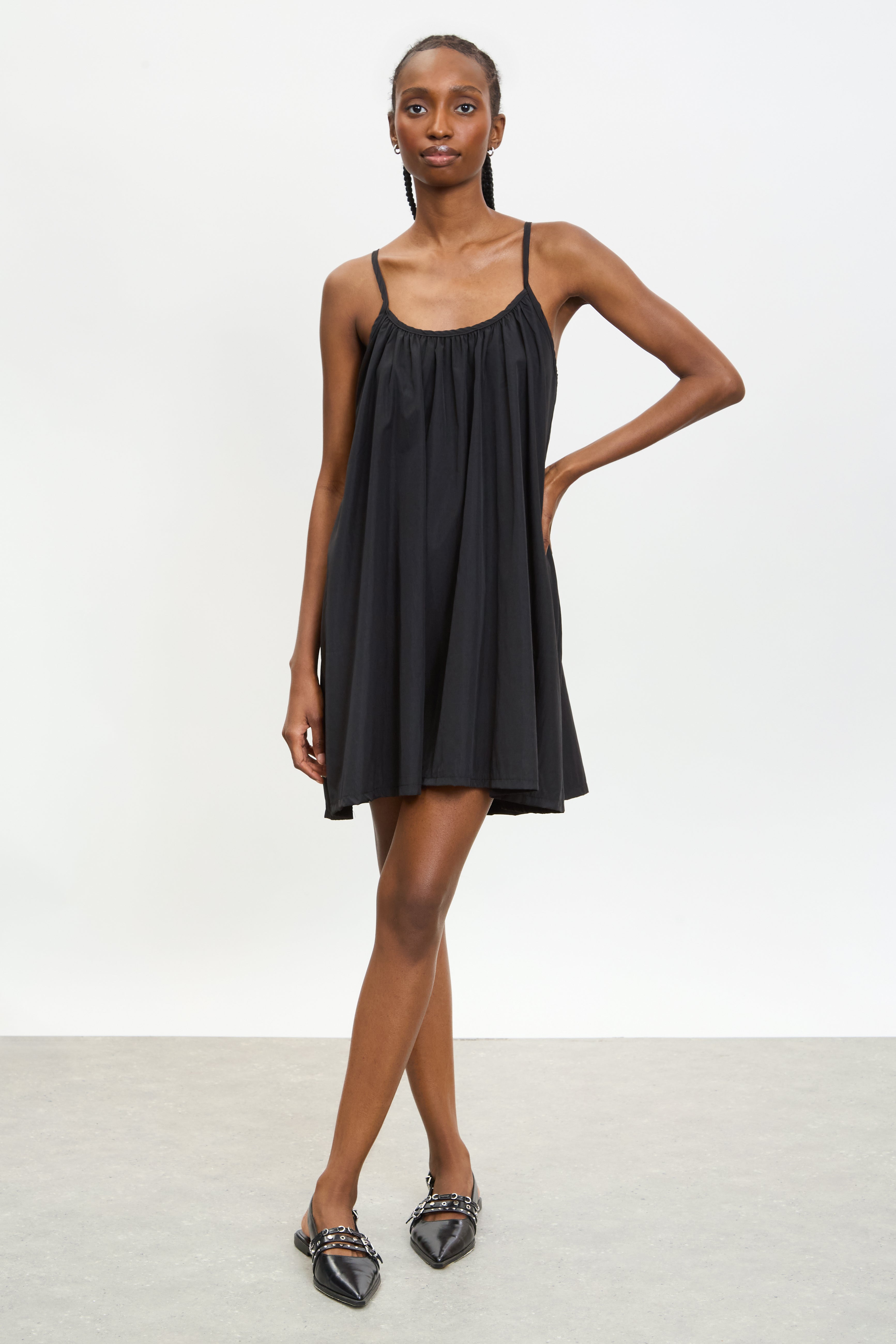 Black double tie back mini dress_1