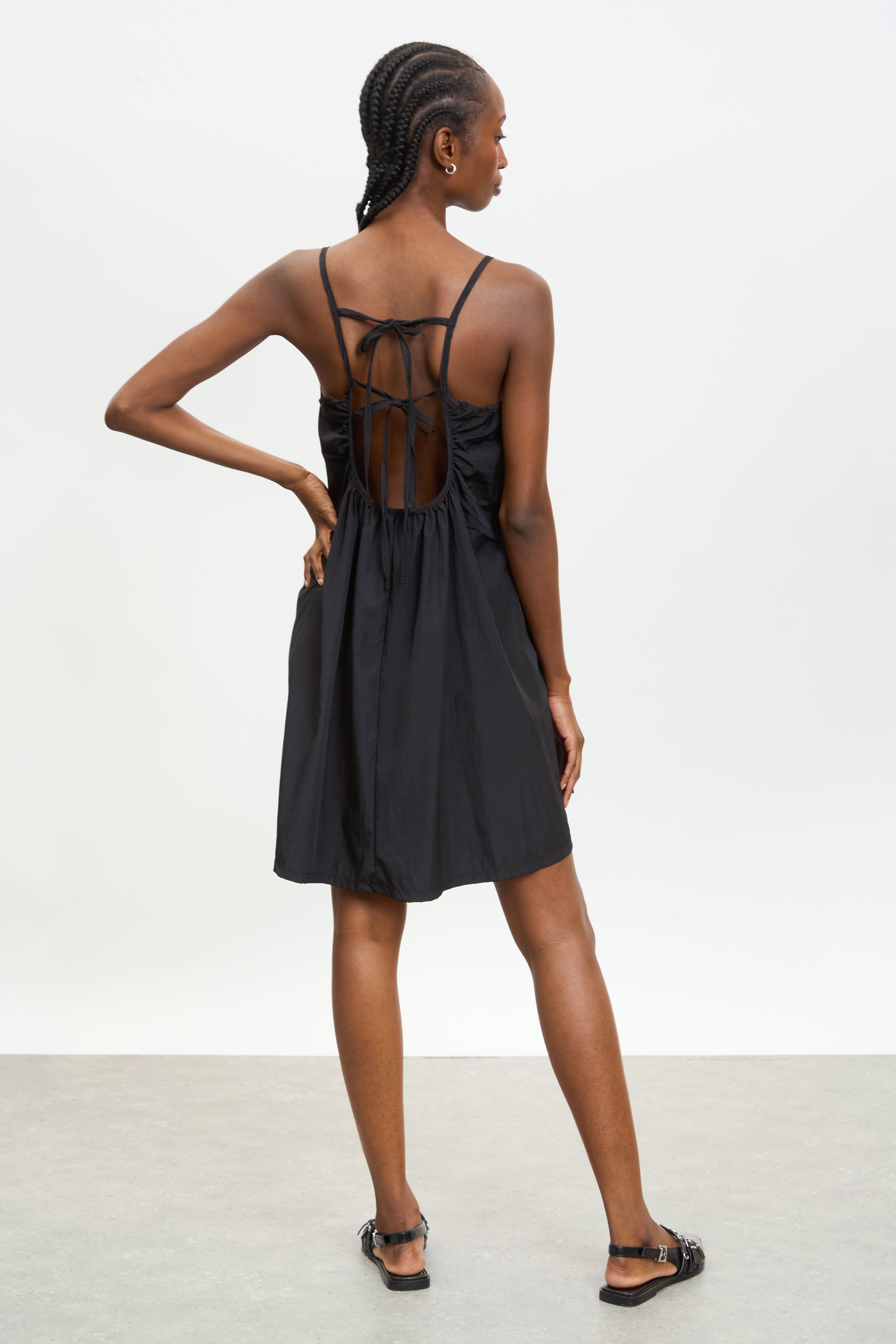 Black double tie back mini dress_2