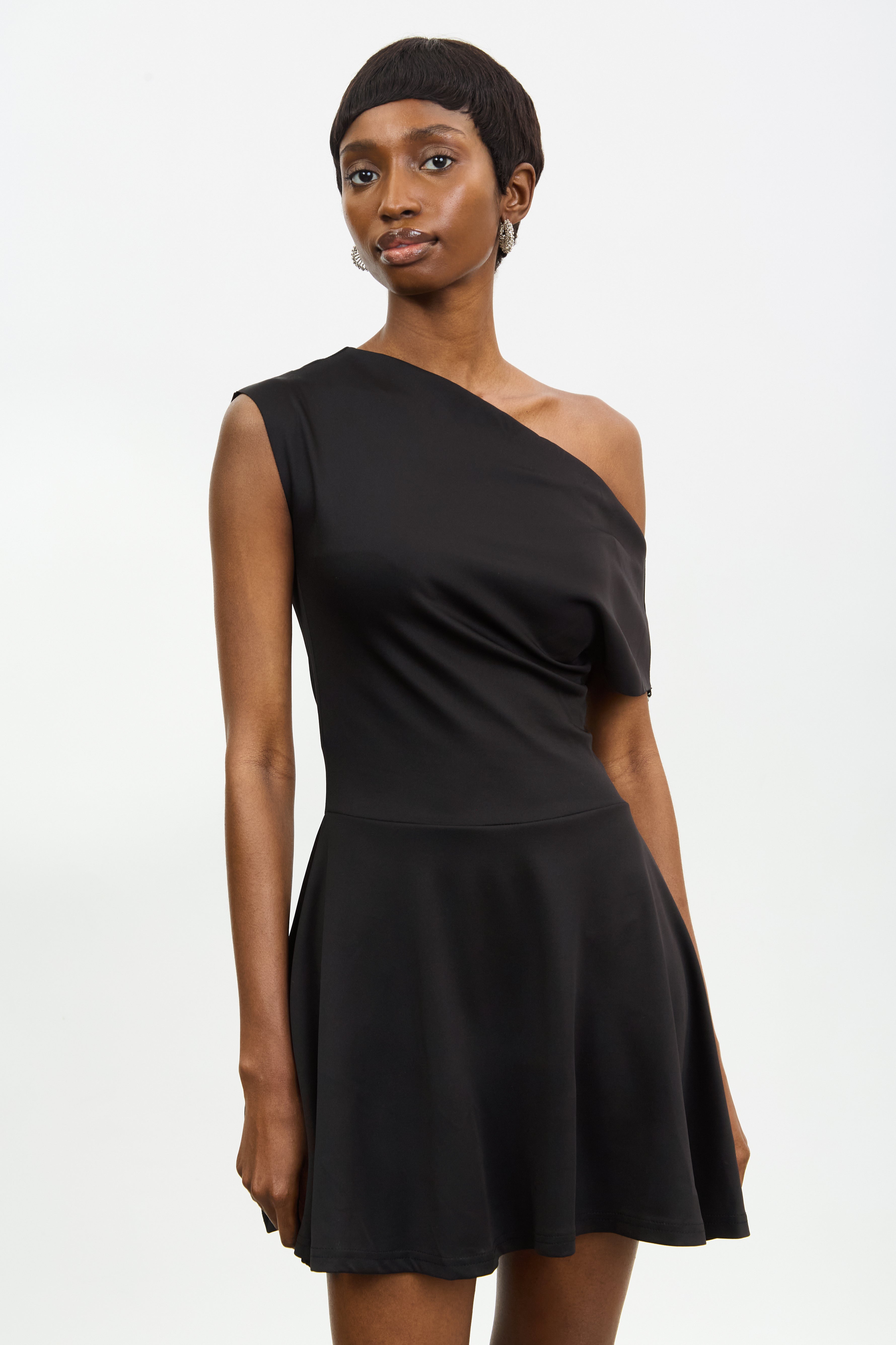 Black draped mini dress_3