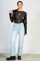 Black embroidered pattern top_4