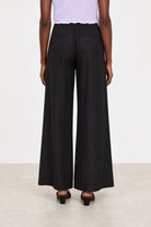 Black floaty wide leg drawstring trousers_2