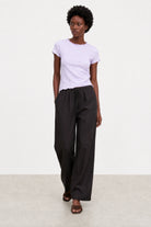 Black floaty wide leg drawstring trousers_4